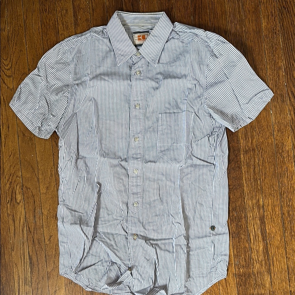 BOSS ORANGE Blue and White Casual Button Down Shirt